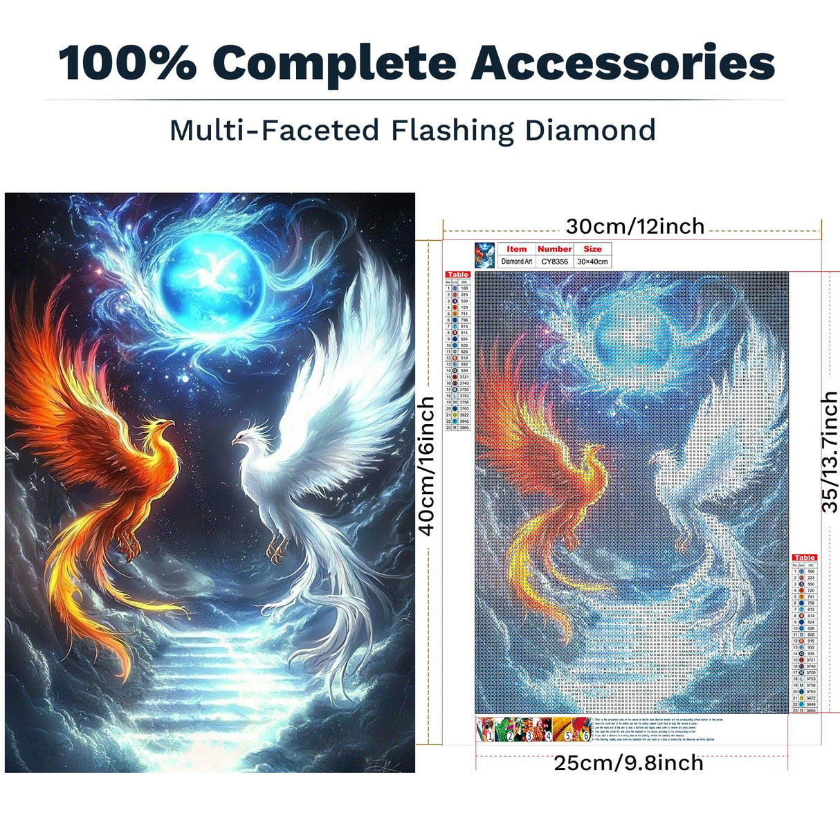 ZENDIYO Phoenix Diamond Painting Kits for Adults, 5D Diamond Art Kits for Adults Beginners, DIY Full Drill Diamonds Dots Gem Art Painting and Crafts for Home Wall Decor 12x16inch ZENDIYO