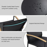 Shintenchi 3 Pieces Patio Bistro Sets, Outdoor Textilene Fabric Conversation Bistro Set, Textilene Fabric Front Porch Chairs Small Patio Furniture Set with Table for Lawn,Garden,Balcony (Black) Shintenchi