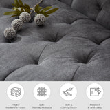 TYBOATLE Mid-Century Modern Tufted Loveseat Sofa w/ 2 USB Charger Ports and 2 Cupholders, Linen Fabric Small Love Seat Couches for Compact Living Room, Bedroom, Apartment, Dorm, 62" W (Dark Grey) TYBOATLE