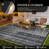 MontVoo Outdoor Rug Waterproof 6x9 ft with Strip Lights Outdoor Patio Rug Mat Reversible Plastic Straw Rug Outside Outdoor Rug for RV Camping Picnic Balcony Backyard MontVoo