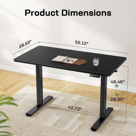Marsail Electric Standing Desk with One-Piece Desktop,55 x 30 inch Height Adjustable Office Gaming Computer Workstations with Deeper Tabletop,Home Office Stand up with 4 Memory Presets for Bedroom Marsail