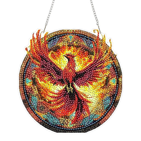 Skyboda Phoenix Diamond Art Hanging Kit for Adult, Special Shaped Rhinestone, Double Sided DIY Acrylic Diamond Art Painting Window Pendants Home Garden Wall Hanging Kits Hanging Ornament Skyboda