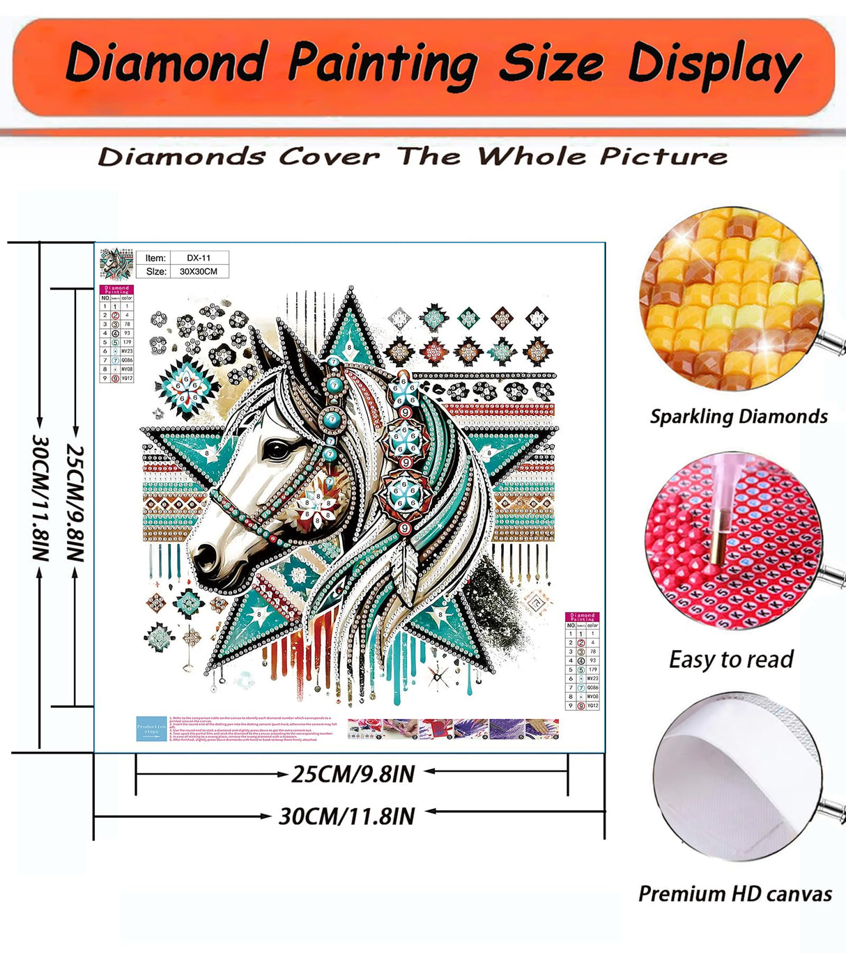 APTDYIGL 5D Horse Diamond Painting Kits for Adults Beginner,Animal Special Shape Diamond Art Kits,DIY Full Drill Diamond Dot with Gem Art Kits,Home Wall Decor 11.8x11.8inch APTDYIGL