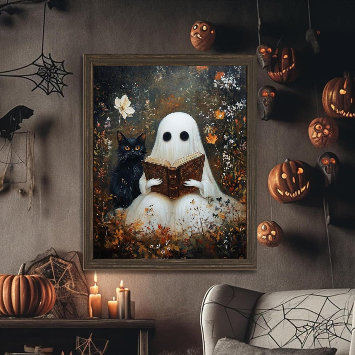 Reivworl Halloween Paint by Numbers Kit for Adults Beginners, Ghost Paint by Numbers, Adult Paint by Number Kits for Gifts and Home Wall Decor 16x20 Inch Reivworl