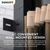 Sunjoy 10 x 12 ft Wall Mounted Gazebo with Polycarbonate Roof, Black Aluminum & Metal Frame Lean to Gazebo with Curtains and Netting… Sunjoy