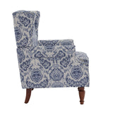 UIXE High Back Floral Accent Chairs Set of 2, Upholstered Armchair in Fabric, Retro Printed Wingback Arm Chair for Living Room, Nailhead Trim Single Sofa Bedroom Reading Seat - Navy Blue UIXE