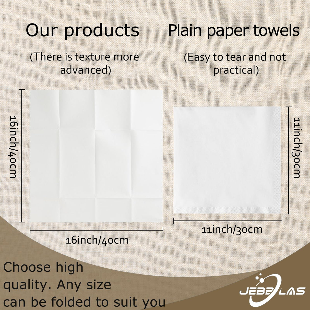 JEBBLAS Disposable Cloth Like Napkins, Built-in Flatware Pocket, Wedding Party Linen Feel White Napkin, Prefolded for Silverware,50 Count JEBBLAS