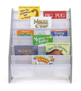 Humble Crew Kids Bookshelf 6-Tier Book Rack Organizer, Extra Large Toddler Bookcase with Fabric Storage Pockets, Front-Facing Display for Children’s Books, Grey/White, Nursery & Playroom Storage Humble Crew