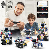 VOPOGLNE 5 in 1 STEM Robot Building Kit, APP & Remote Control Screen Building Toys, Eye Coding Robots Rechargeable, 620Pcs DIY Super Warriors for Kids Learning, Boys Girls Birthday Gifts VOPOGLNE