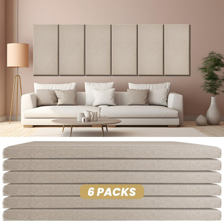 6 PCS Acoustic Panels, Large Soundproof Wall Panels, Professional Fiberglass Sound Absorbing Panels, 23.6x11.8 Inches Sound Proof Foam Panels for Walls, Studio Home Offices Lakexus