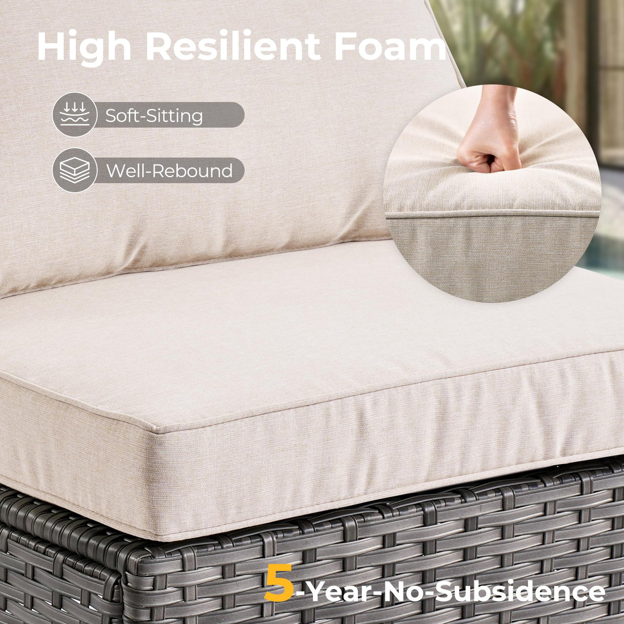 HOOOWOOO Outdoor Patio Furniture with Fire Pit Set 11 Pieces Patio Set with Fire Pit Wicker Outdoor Furniture with Fire Pit Table Set Patio Sectional Set with Swivel Chairs,Beige HOOOWOOO