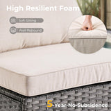 HOOOWOOO Outdoor Patio Furniture with Fire Pit Set 11 Pieces Patio Set with Fire Pit Wicker Outdoor Furniture with Fire Pit Table Set Patio Sectional Set with Swivel Chairs,Beige HOOOWOOO