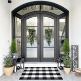 SEEKSEE Cotton Buffalo Plaid Rug 27.5"x43" Black and White Checked Rug Washable Doormats Indoor Outdoor Rugs for Layered Front Door Mats, Porch, Kitchen, Farmhouse, Entryway SEEKSEE