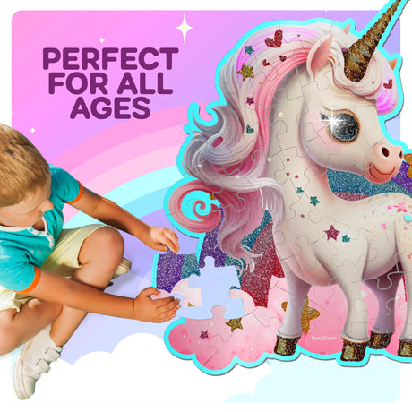 Dan&Darci Jumbo Shimmery 45-Piece Unicorn Floor Puzzle for Kids Ages 3-6 Years Old- Large Toddler Puzzles Age 3, 4, 5, 6 Year Olds - Easter Toys for Girls - Little Girl Birthday Gift Dan&Darci