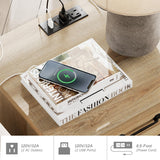 WAMPAT End Table with Charging Station, Wood Side Table with Drawer and Storage Cabinet, Modern End Table with Power outlets USB Ports for Living Room Bedroom, Oak WAMPAT