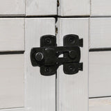 Outsunny 36" x 25" x 79" Wooden Storage Shed Cabinet, Outdoor Tool Shed Organizer with 4-Tier, 3 Shelves with Handle Tin Roof Magnetic Latch Foot Pad, Light Grey Outsunny