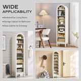 IFGET 71" Tall Arched Bookshelf, 8 Tiers Arch Bookcase with Storage, Modern Farmhouse Book Shelf with Adjustable Shelves, Wood Bookshelf w/Open Display Shelves for Living Room, Office (Antique White) IFGET