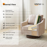 VINGLI Mid-Century Modern Swivel Accent Chairs Set of 2, 360°Upholstered Armchairs, Home Sofa with Track Arms for Living Room, Bedroom, Reading Room, Club Swivel Chairs, Chenille Khaki VINGLI