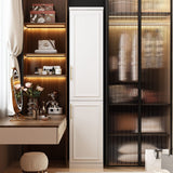 FAMAPY 2 Door Wardrobe Tall and Narrow Armoire Wardrobe with Hanging Rod, Gold Metal Handles, Closet for for Bedroom White (15.7”W x 19.3”D x 74.9”H) FAMAPY