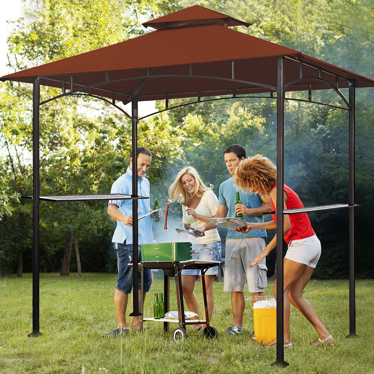 Eurmax USA High Performance Grill Gazebo Canopy Replacement Cover 5x8 BBQ Gazebo Shelter Top(Rust Red)