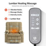 MCombo Dual Motor Power Lift Recliner Chair for Elderly, Lay Flat Lift Chair with Heat and Massage, Extra Wide Lift Recliner for Big People, Cup Holders, Fabric R7897 (Medium-Wide, Beige) MCombo