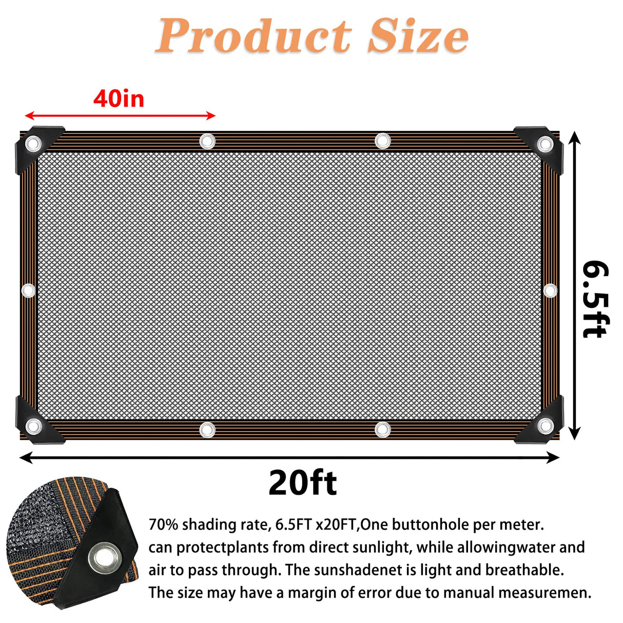 Shade Cloth - for Plants Greenhouse, 70% Sunblock Shade Sails -for Outdoor Garden Pergola Patio Lawn Sun Shade Cloths for Kennel Chicken Coop Easier to Hang Plant Shade Net Cover QLOFEI