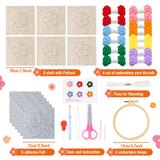 WATINC Flower Punch Needle Coaster Kit - 22Pcs Crafts Punch Needle Coasters Kits for Beginners, Flower Patterns Tufted Rug Pads with Adhesive Felt Yarns Embroidery Hoop Instruction WATINC