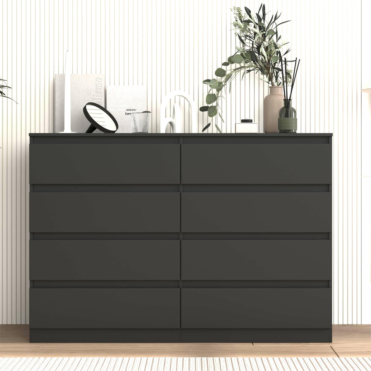 CIPACHO Black 8 Drawer Dresser for Bedroom,Modern Large Dresser with Deep Drawer,Wide Storage Chest of Drawer, Bedroom Storage Furniture Drawers for Living Room CIPACHO