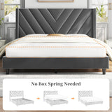 Yaheetech Queen Bed Frame Upholstered Platform Bed with Wing Side/Wooden Slat Support/Tufted Headboard with Wing Side/Mattress Foundation/No Box Spring Needed,Dark Gray Queen Bed Yaheetech