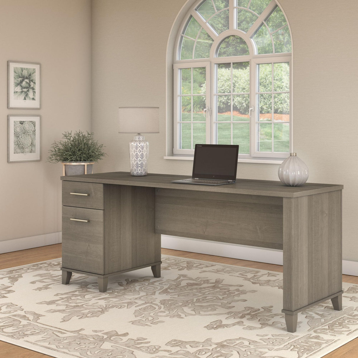 Bush Furniture 72-inch Home Office Desk with Drawers, Large Computer Table for Personal Workspace, Somerset Collection, Ash Gray Bush Furniture