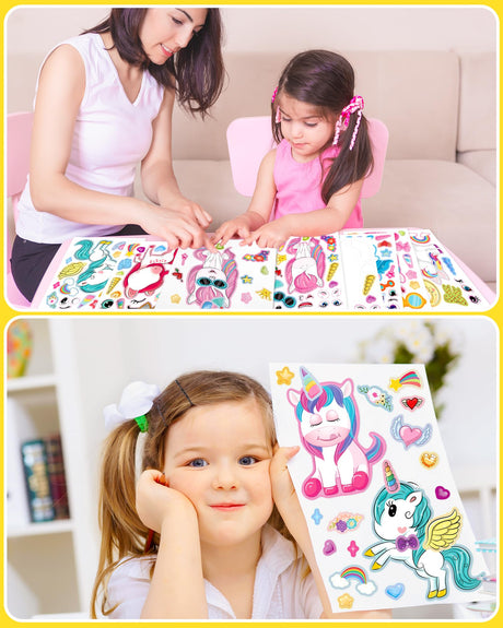 24 Pcs Make Your Own Unicorn Sticker Sheet, Unicorn Party Favors Face Stickers for Kids Girls Toddlers Crafts Activities Bags Birthday Party Favors Valentines Day Gifts for Kids Classroom Greingways