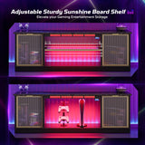 Bestier Gaming TV Stand with Music Sync Light, Flow Vibe Entertainment Center with Storage for PS5 Xbox, RGB LED Party Modes Television Stands for 50/55/60/65 inch TV (Black Marble, 57 inch) Bestier