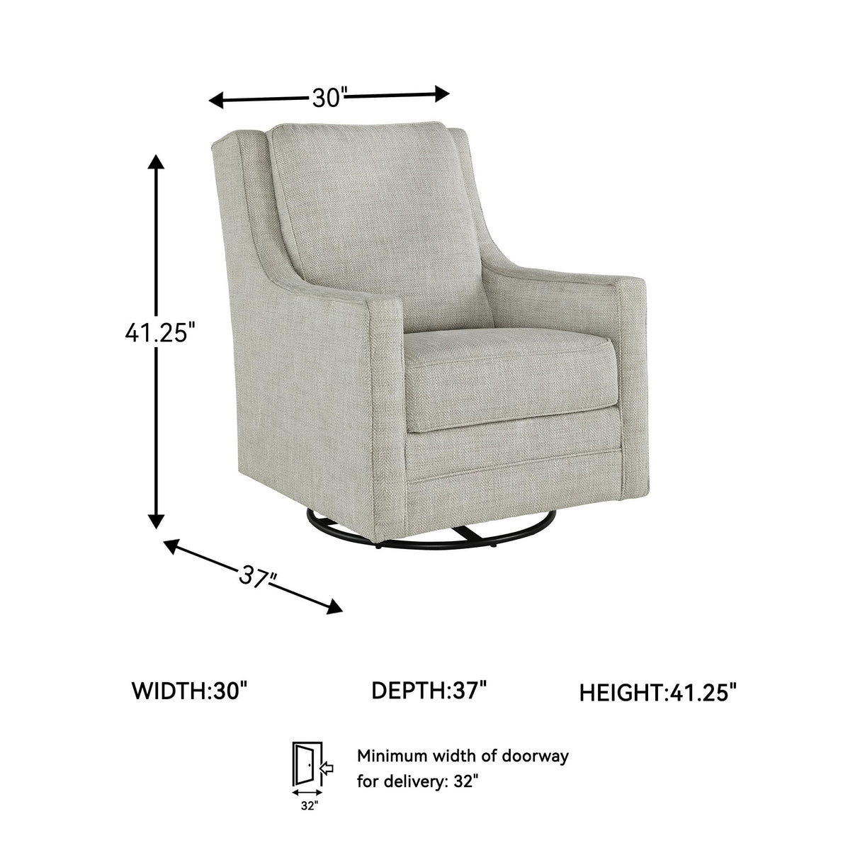 Signature Design by Ashley Kambria Casual Upholstered Swivel Glider Accent Chair, Gray Signature Design by Ashley