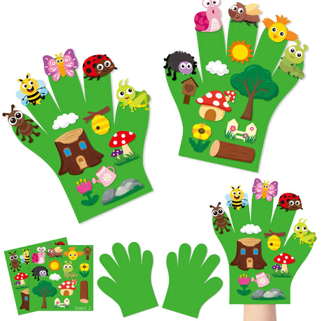 WATINC Felt Story Finger Puppets - 2Pcs DTY Storytelling Hand Puppet Felt Art Craft Education Gift, Making Storytime Early Learning Role Play for Kids Toddles (Insect Animals) WATINC
