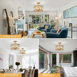 Semi Flush Mount Ceiling Light Fixture Vintage Ceiling Light Farmhouse Ceiling Light Metal Cage Ceiling Lamp for Kitchen Dining Room Hallwa Bedroom Living Room (Beige) LOOYD