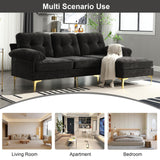 CALABASH 83" L Shaped Sectional Sofa, Chenille 3-Seater Sofa with Reversible Chaise, Modern Soft Cushion Fluffy Armrest Convertible Couch for Living Room Apartment Small Spaces (Black) CALABASH