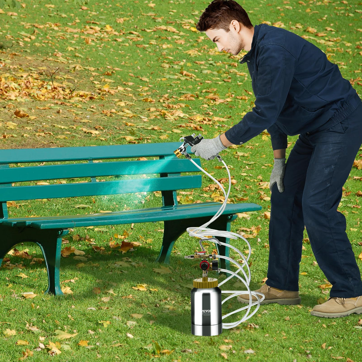 VEVOR Spray Paint Pressure Pot Tank, 2L/0.5gal Lightweight Air Paint Pressure Pot, 1.8mm Nozzle Spray Paint Gun 3m Hoses for Home Decoration Architecture Construction Automotive Painting, 45PSI Max VEVOR