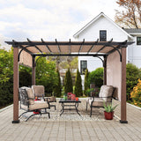 Sunjoy Outdoor Pergola 11 x 11 ft. Black Steel Pergolas with Retractable Tan Sun Shade Canopy for Patio, Backyard, Garden Activities by SummerCove Sunjoy