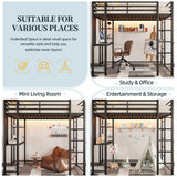 SUNLEI Loft Bed with Desk, Metal Loft Bed Full Size with 2 Built-in Ladders, with Safety Guard,Space-Saving Bed Frame, Noise Free for Small Bedroom, Black (Full Size) SUNLEI
