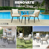 IDZO Heavy Duty 500lbs Weight Capacity Wicker Bistro Table and Chairs Set of 2 with Olefin Fabric Soft Cushions IDZO