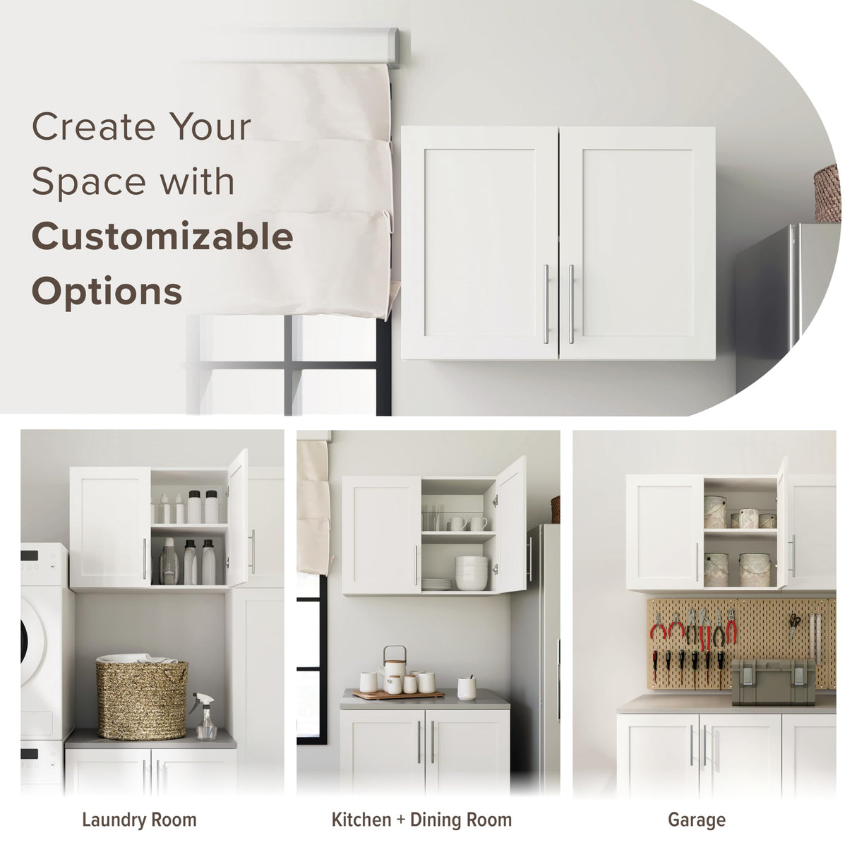 Prepac Elite 24" H Wall Cabinet with Panel Doors, White Storage Cabinet, Bathroom Cabinet, Pantry with 1 Adjustable Shelf 16.75" D x 32" W x 24" H, WSUR-1002-1 Prepac