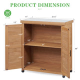 Outdoor Potting Bench with Storage Cabinet and Metal Top, Wood Workstation for Outdoor Patio, Garden (Light Brown, 31x17x36‘’) Wood-Natrl
