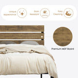 SHA CERLIN Twin Size Bed Frame with Rustic Wooden Headboard,3 Boards Design, Heavy Duty Metal Slats Support Platform, No Box Spring Needed, Light Brown SHA CERLIN
