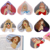 6 Pcs Diamond Art Bookmarks, Leather Heart Cute Bookmark,DIY Diamond Painting Bookmarks Gifts for Women and Girls, Diamond Art Kits for Adults Crafts(Singers) stnckic
