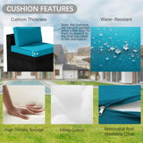 OUGMMGOU 5 Piece Patio Furniture Set, All-Weather PE Rattan Wicker Outdoor Sectional Furniture with Tempered Glass Table, Outdoor Couch Set OUGMMGOU