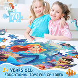 DIGOBAY Floor Puzzles for Kids Ages 3-5, 70 Pieces Mermaid Jigsaw Puzzle for Toddler Girls Ages 3 4 5 6 7 8 Year Old, Large Round Underwater Princess Puzzle Educational Learning Toys Birthday Gift DIGOBAY