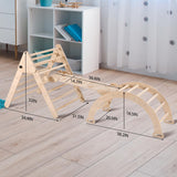 Agiyimi 4 in 1 Pikler Triangle Climber, Foldable Wooden Triangle Ladder Montessori Climbing Toys with Ramp Arch Climber Rocker Indoor Outdoor Gym Playground Climbing Toys for Toddlers(Natural) Agiyimi