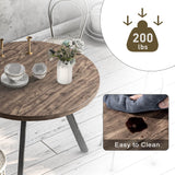 SIMTONAL Round Wood Dining Table for 4-6, 47" Mid Century Modern Kitchen Table (Only Table), Brown SIMTONAL