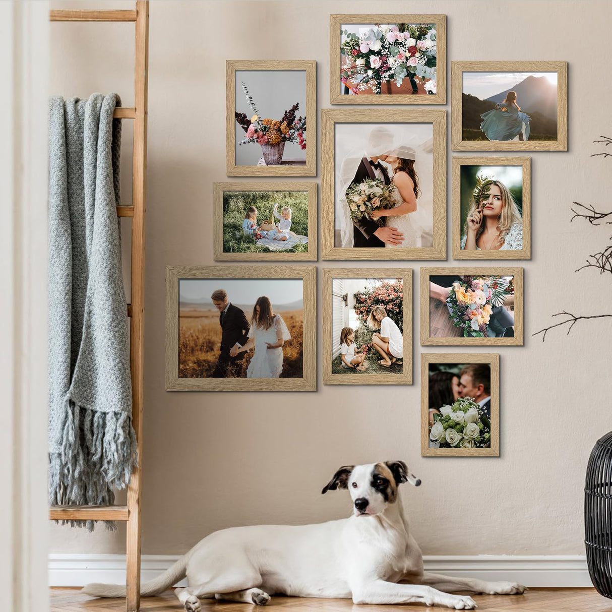 LUCKYLIFE Picture Frame Set 10-Pack, Gallery Wall Frame Collage with 8x10 5x7 4x6 Frames in Natural Woodgrain Finishes LUCKYLIFE