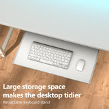 DOMICON 2 Person Desk with Power Outlet & LED Lights, Extra Long 94.5 Inch Computer Desk with Storage Shelves and Monitor Stand for Home Office, Double Gaming Desk, White DOMICON